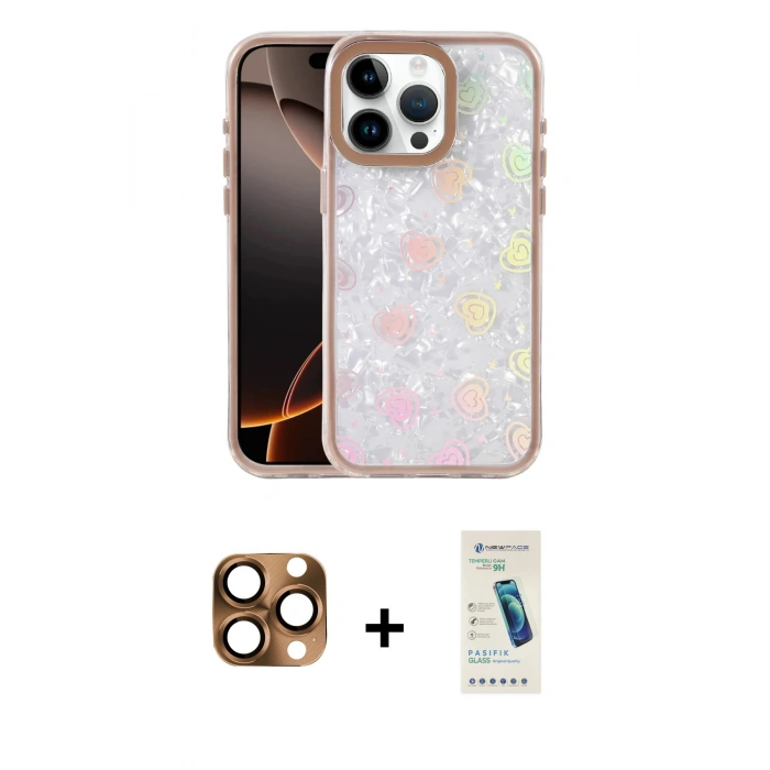 MARSİLYAN™- iPhone 16 Pro Max Kılıf Odak Prime - Şeffaf Pasifik Cam Ekran Koruyucu + Pers Alüminyum Kamera Lens - CLTM