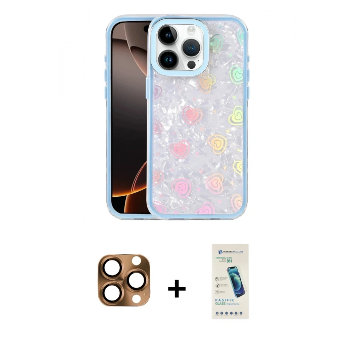 MARSİLYAN™- iPhone 16 Pro Max Kılıf Odak Prime - Şeffaf Pasifik Cam Ekran Koruyucu + Pers Alüminyum Kamera Lens - CLTM