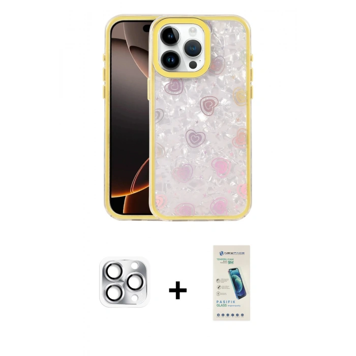 MARSİLYAN™- iPhone 16 Pro Max Kılıf Odak Prime - Şeffaf Pasifik Cam Ekran Koruyucu + Pers Alüminyum Kamera Lens - GS