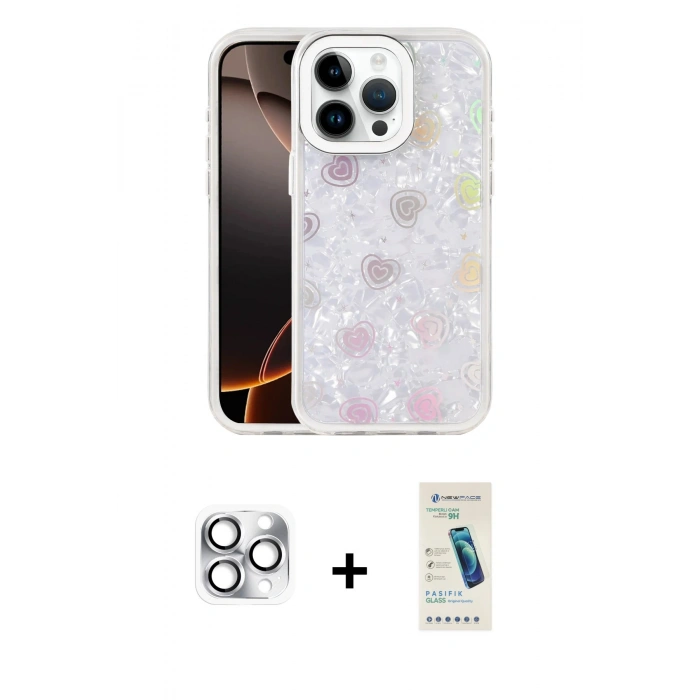 MARSİLYAN™- iPhone 16 Pro Max Kılıf Odak Prime - Şeffaf Pasifik Cam Ekran Koruyucu + Pers Alüminyum Kamera Lens - GS