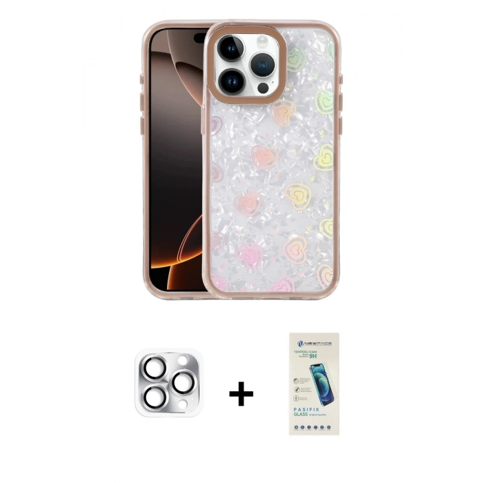MARSİLYAN™- iPhone 16 Pro Max Kılıf Odak Prime - Şeffaf Pasifik Cam Ekran Koruyucu + Pers Alüminyum Kamera Lens - GS