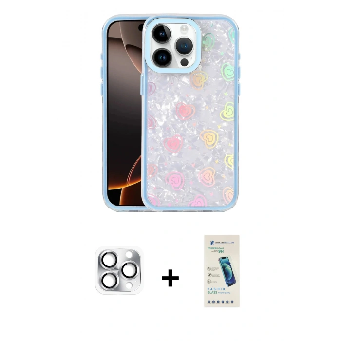 MARSİLYAN™- iPhone 16 Pro Max Kılıf Odak Prime - Şeffaf Pasifik Cam Ekran Koruyucu + Pers Alüminyum Kamera Lens - GS