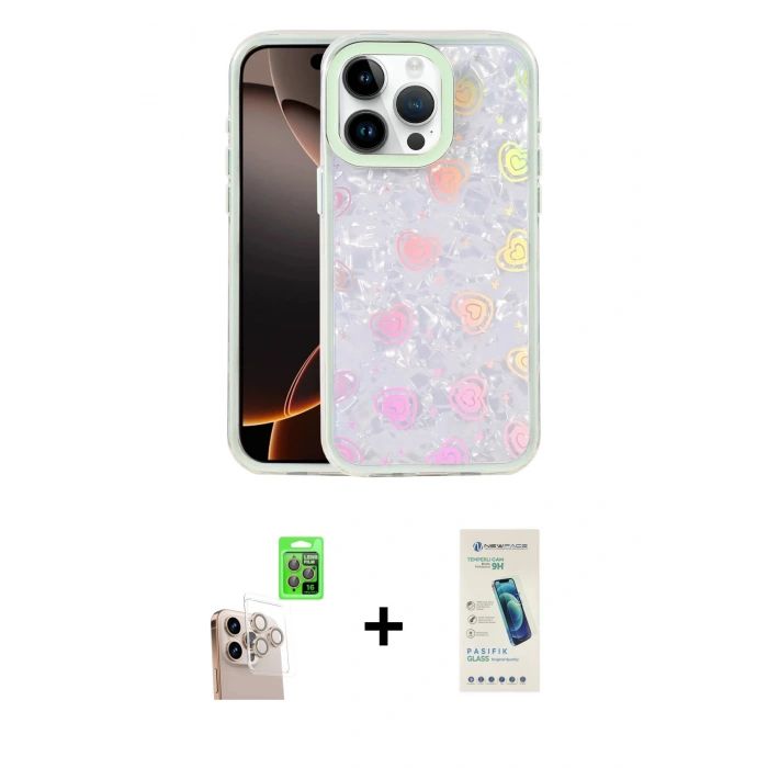 MARSİLYAN™- iPhone 16 Pro Max Kılıf Odak Prime - Şeffaf Pasifik Cam Ekran Koruyucu + Raze Metal Kamera Lens - NLGY