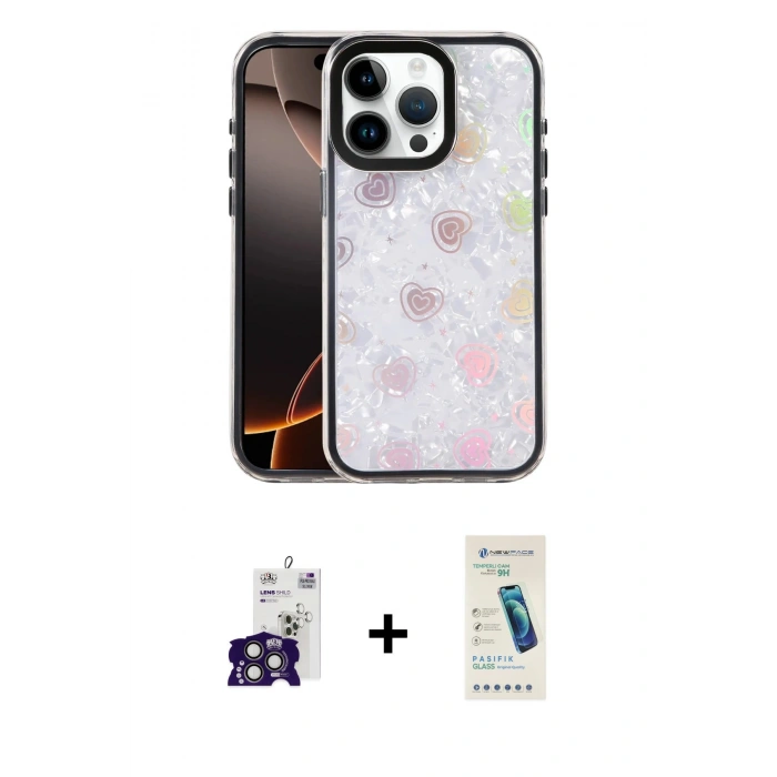 MARSİLYAN™- iPhone 16 Pro Max Kılıf Odak Prime - Şeffaf Pasifik Cam Ekran Koruyucu + Bilvis Titan Kamera Lens - TMGI