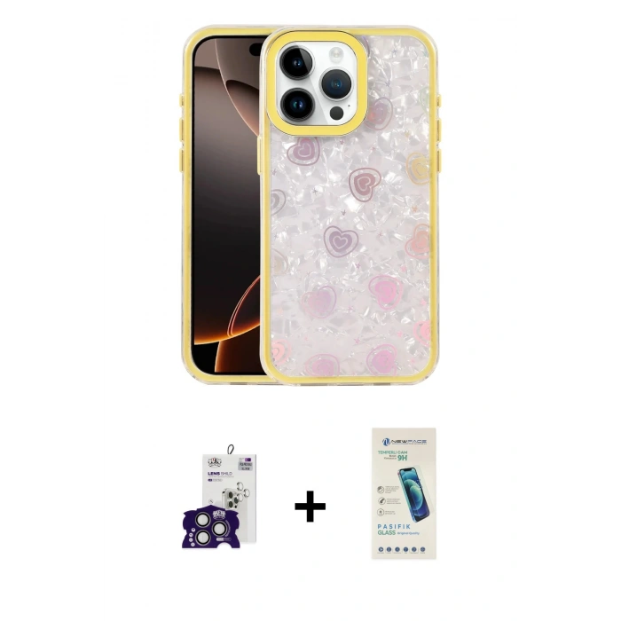 MARSİLYAN™- iPhone 16 Pro Max Kılıf Odak Prime - Şeffaf Pasifik Cam Ekran Koruyucu + Bilvis Titan Kamera Lens - TMGI