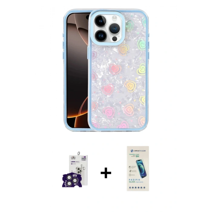 MARSİLYAN™- iPhone 16 Pro Max Kılıf Odak Prime - Şeffaf Pasifik Cam Ekran Koruyucu + Bilvis Titan Kamera Lens - TMGI