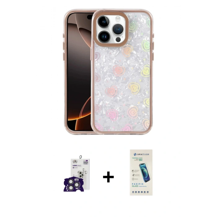 MARSİLYAN™- iPhone 16 Pro Max Kılıf Odak Prime - Şeffaf Pasifik Cam Ekran Koruyucu + Bilvis Titan Kamera Lens - TMGI