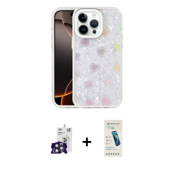 MARSİLYAN™- iPhone 16 Pro Max Kılıf Odak Prime - Şeffaf Pasifik Cam Ekran Koruyucu + Bilvis Titan Kamera Lens - TMGI