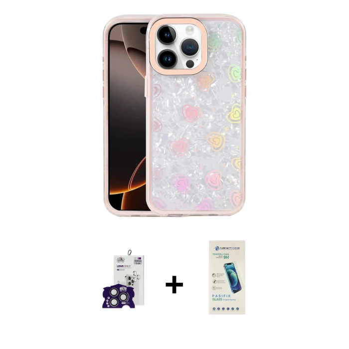 MARSİLYAN™- iPhone 16 Pro Max Kılıf Odak Prime - Şeffaf Pasifik Cam Ekran Koruyucu + Bilvis Titan Kamera Lens - TMGI