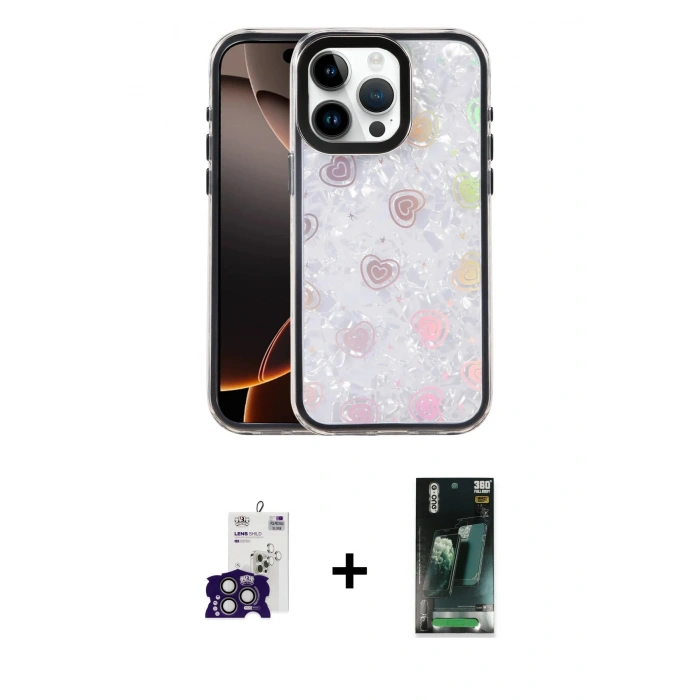 MARSİLYAN™- iPhone 16 Pro Max Kılıf Odak Prime - Siyah 360 Mat Full Body Arka Koruyucu + Bilvis Titan Kamera Lens - TMGI