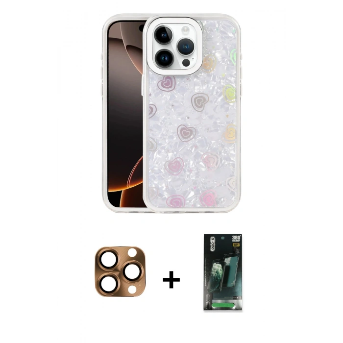 MARSİLYAN™- iPhone 16 Pro Max Kılıf Odak Prime - Siyah 360 Mat Full Body Arka Koruyucu + Çöl Titanyum Pers Alüminyum Kamera Lens