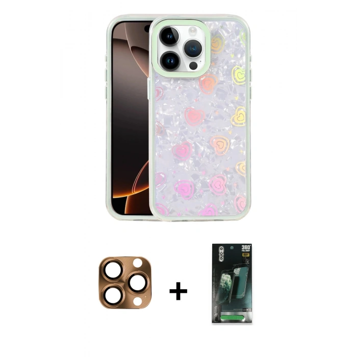 MARSİLYAN™- iPhone 16 Pro Max Kılıf Odak Prime - Siyah 360 Mat Full Body Arka Koruyucu + Çöl Titanyum Pers Alüminyum Kamera Lens