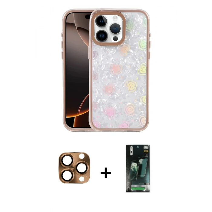 MARSİLYAN™- iPhone 16 Pro Max Kılıf Odak Prime - Siyah 360 Mat Full Body Arka Koruyucu + Çöl Titanyum Pers Alüminyum Kamera Lens