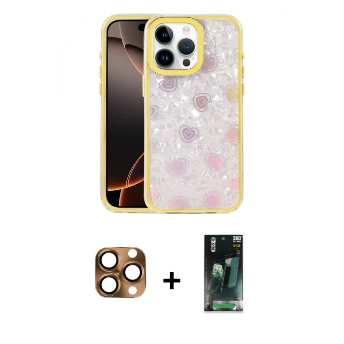 MARSİLYAN™- iPhone 16 Pro Max Kılıf Odak Prime - Siyah 360 Mat Full Body Arka Koruyucu + Çöl Titanyum Pers Alüminyum Kamera Lens