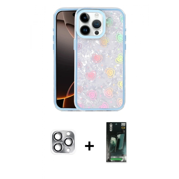 MARSİLYAN™- iPhone 16 Pro Max Kılıf Odak Prime - Siyah 360 Mat Full Body Arka Koruyucu + Pers Alüminyum Kamera Lens - GI