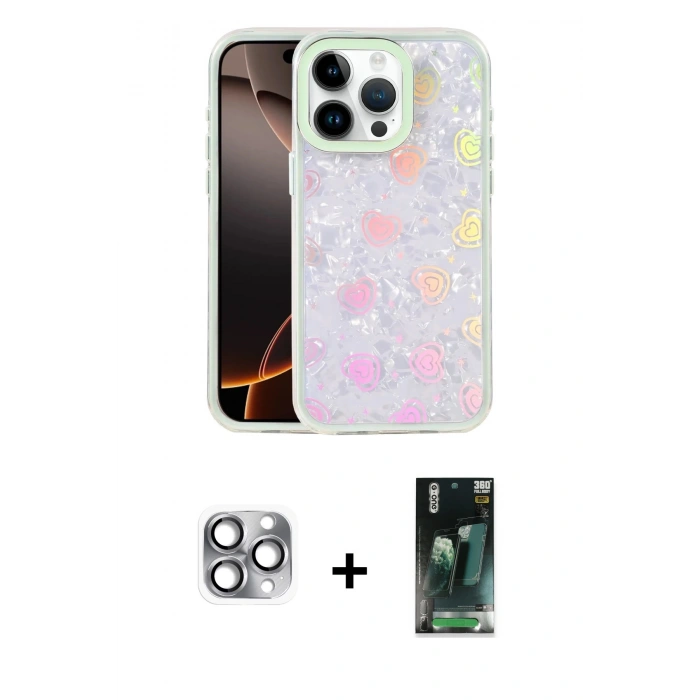 MARSİLYAN™- iPhone 16 Pro Max Kılıf Odak Prime - Siyah 360 Mat Full Body Arka Koruyucu + Pers Alüminyum Kamera Lens - GI