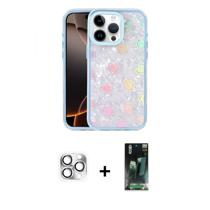 MARSİLYAN™- iPhone 16 Pro Max Kılıf Odak Prime - Siyah 360 Mat Full Body Arka Koruyucu + Pers Alüminyum Kamera Lens - GS