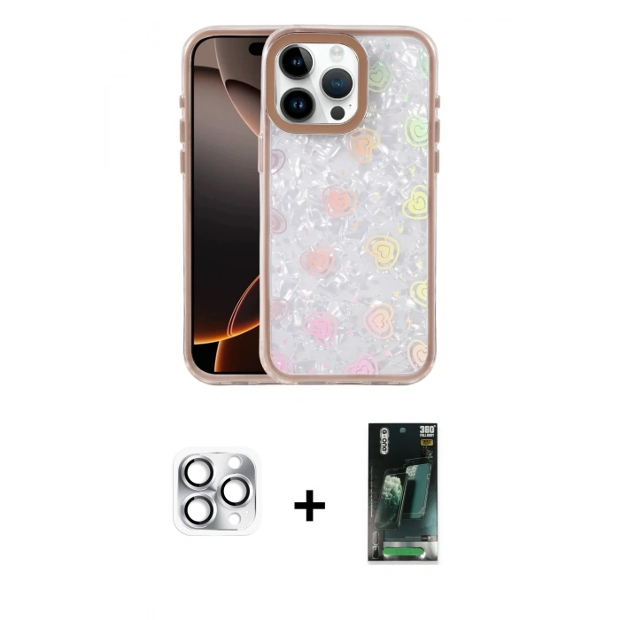 MARSİLYAN™- iPhone 16 Pro Max Kılıf Odak Prime - Siyah 360 Mat Full Body Arka Koruyucu + Pers Alüminyum Kamera Lens - GS