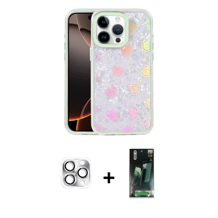 MARSİLYAN™- iPhone 16 Pro Max Kılıf Odak Prime - Siyah 360 Mat Full Body Arka Koruyucu + Pers Alüminyum Kamera Lens - GS