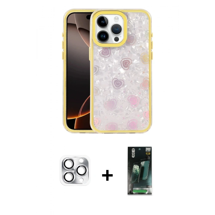 MARSİLYAN™- iPhone 16 Pro Max Kılıf Odak Prime - Siyah 360 Mat Full Body Arka Koruyucu + Pers Alüminyum Kamera Lens - GS