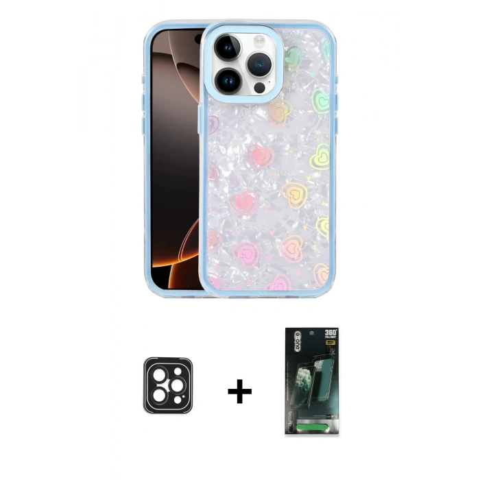 MARSİLYAN™- iPhone 16 Pro Max Kılıf Odak Prime - Siyah 360 Mat Full Body Arka Koruyucu + PVD Metal Kamera Lens - SH