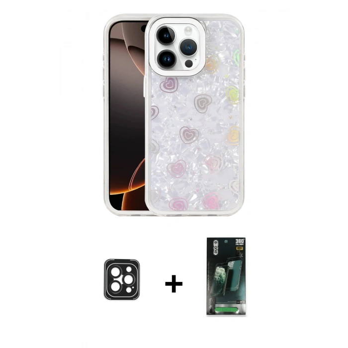 MARSİLYAN™- iPhone 16 Pro Max Kılıf Odak Prime - Siyah 360 Mat Full Body Arka Koruyucu + PVD Metal Kamera Lens - SH