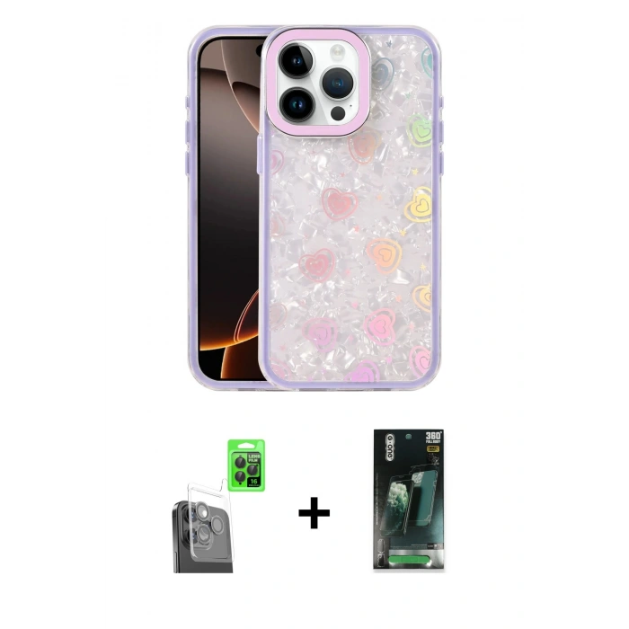 MARSİLYAN™- iPhone 16 Pro Max Kılıf Odak Prime - Siyah 360 Mat Full Body Arka Koruyucu + Raze Metal Kamera Lens - SH