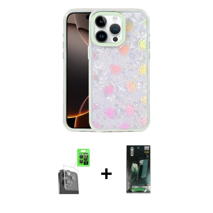MARSİLYAN™- iPhone 16 Pro Max Kılıf Odak Prime - Siyah 360 Mat Full Body Arka Koruyucu + Raze Metal Kamera Lens - SH