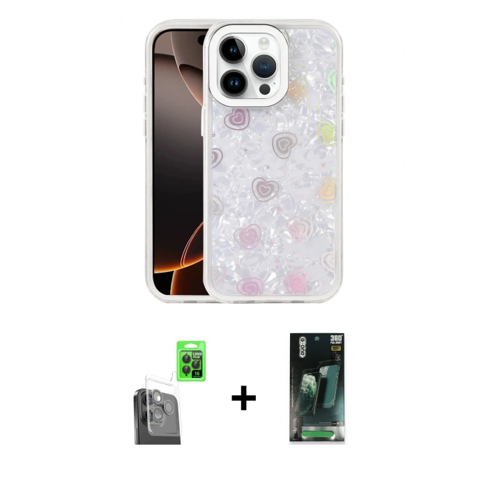 MARSİLYAN™- iPhone 16 Pro Max Kılıf Odak Prime - Siyah 360 Mat Full Body Arka Koruyucu + Raze Metal Kamera Lens - SH