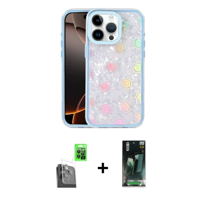 MARSİLYAN™- iPhone 16 Pro Max Kılıf Odak Prime - Siyah 360 Mat Full Body Arka Koruyucu + Raze Metal Kamera Lens - SH