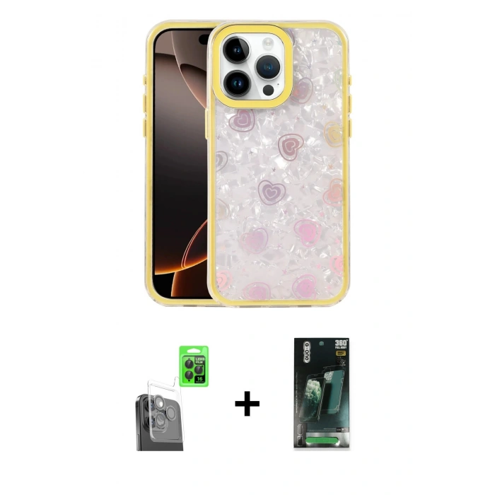 MARSİLYAN™- iPhone 16 Pro Max Kılıf Odak Prime - Siyah 360 Mat Full Body Arka Koruyucu + Raze Metal Kamera Lens - SH
