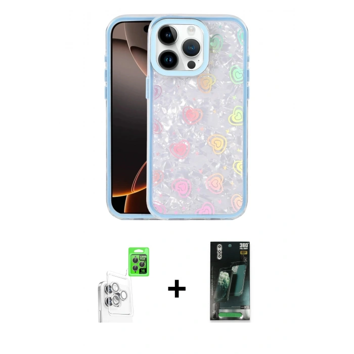 MARSİLYAN™- iPhone 16 Pro Max Kılıf Odak Prime - Siyah 360 Mat Full Body Arka Koruyucu + Raze Metal Kamera Lens - BZ