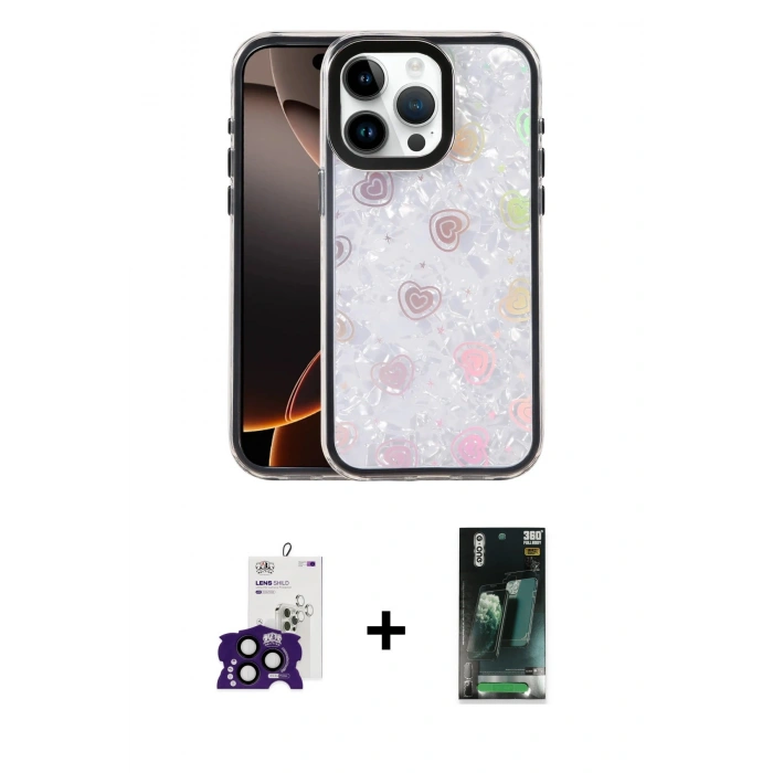 MARSİLYAN™- iPhone 16 Pro Max Kılıf Odak Prime - Siyah 360 Mat Full Body Arka Koruyucu + Bilvis Titan Kamera Lens - SH