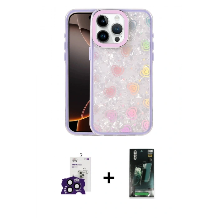 MARSİLYAN™- iPhone 16 Pro Max Kılıf Odak Prime - Siyah 360 Mat Full Body Arka Koruyucu + Bilvis Titan Kamera Lens - SH