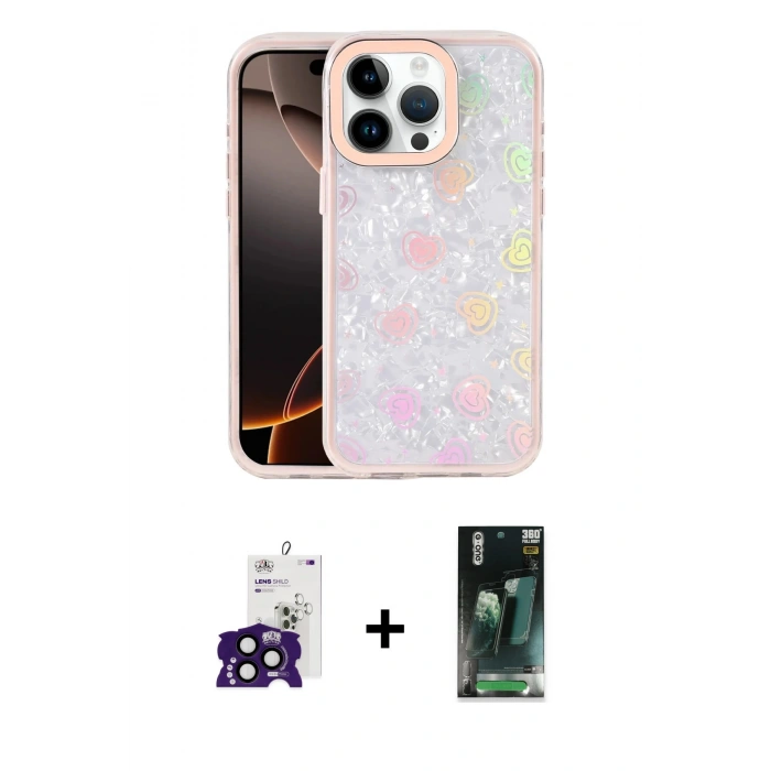 MARSİLYAN™- iPhone 16 Pro Max Kılıf Odak Prime - Siyah 360 Mat Full Body Arka Koruyucu + Bilvis Titan Kamera Lens - SH