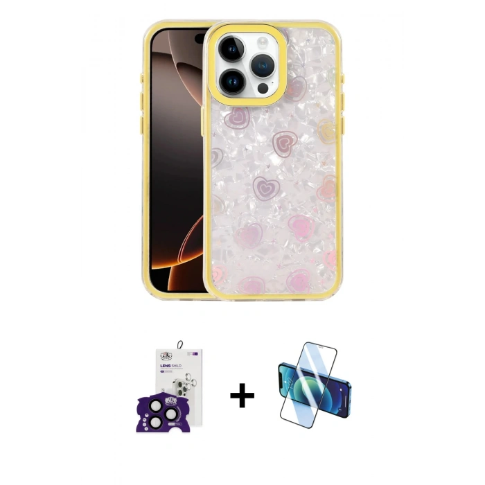 MARSİLYAN™- iPhone 16 Pro Max Kılıf Odak Prime - Siyah 3D Antistatik Cam Ekran Koruyucu + Bilvis Titan Kamera Lens - SH