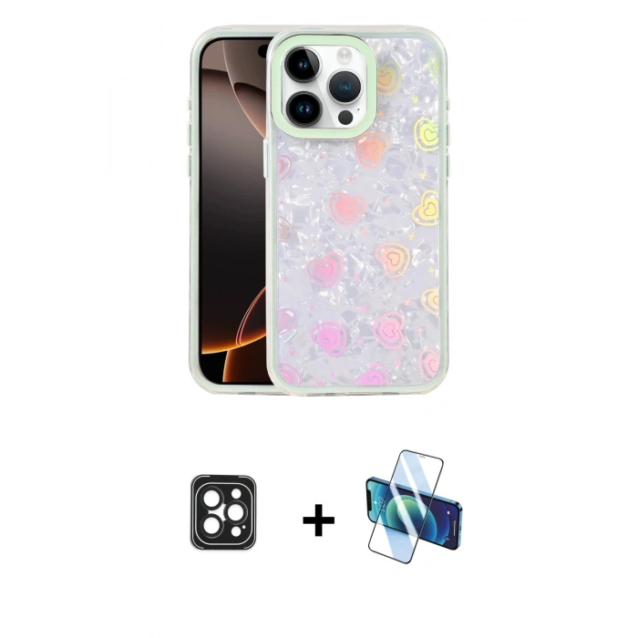 MARSİLYAN™- iPhone 16 Pro Max Kılıf Odak Prime - Siyah 3D Antistatik Cam Ekran Koruyucu + PVD Metal Kamera Lens - SH