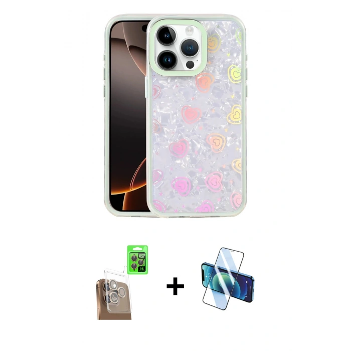 MARSİLYAN™- iPhone 16 Pro Max Kılıf Odak Prime - Siyah 3D Antistatik Cam Ekran Koruyucu + Raze Metal Kamera Lens - CLTM