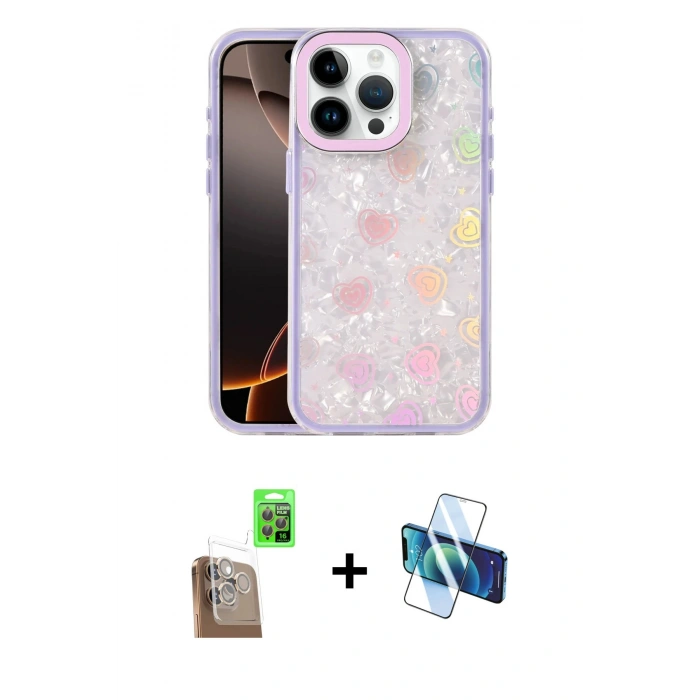 MARSİLYAN™- iPhone 16 Pro Max Kılıf Odak Prime - Siyah 3D Antistatik Cam Ekran Koruyucu + Raze Metal Kamera Lens - CLTM