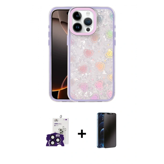 MARSİLYAN™- iPhone 16 Pro Max Kılıf Odak Prime - Siyah 3D Antistatik Hayalet Cam Ekran Koruyucu + Bilvis Titan Kamera Lens - SH