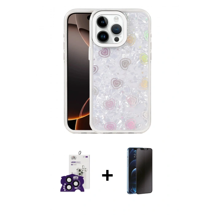 MARSİLYAN™- iPhone 16 Pro Max Kılıf Odak Prime - Siyah 3D Antistatik Hayalet Cam Ekran Koruyucu + Bilvis Titan Kamera Lens - SH