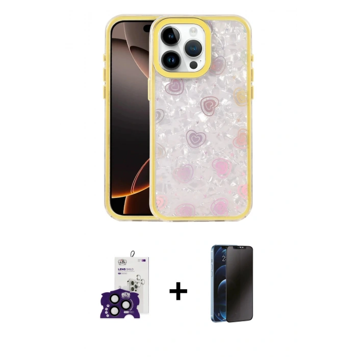 MARSİLYAN™- iPhone 16 Pro Max Kılıf Odak Prime - Siyah 3D Antistatik Hayalet Cam Ekran Koruyucu + Bilvis Titan Kamera Lens - SH