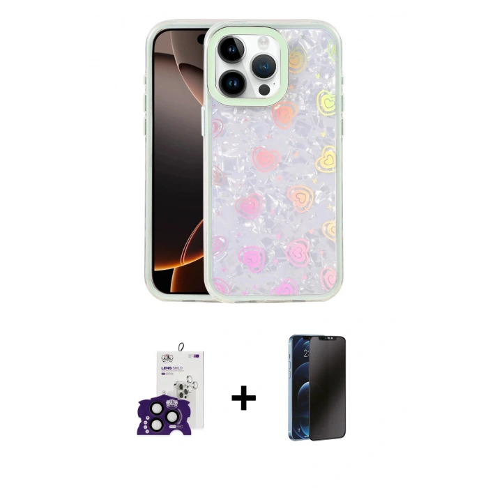MARSİLYAN™- iPhone 16 Pro Max Kılıf Odak Prime - Siyah 3D Antistatik Hayalet Cam Ekran Koruyucu + Bilvis Titan Kamera Lens - SH