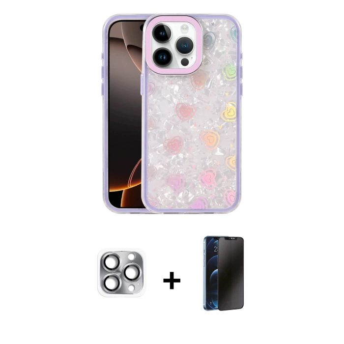 MARSİLYAN™- iPhone 16 Pro Max Kılıf Odak Prime - Siyah 3D Antistatik Hayalet Cam Ekran Koruyucu + Pers Alüminyum Kamera Lens - GI