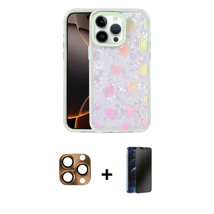 MARSİLYAN™- iPhone 16 Pro Max Kılıf Odak Prime - Siyah 3D Antistatik Hayalet Cam Ekran Koruyucu + Pers Alüminyum Kamera Lens - CLTM