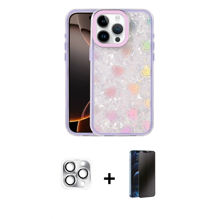 MARSİLYAN™- iPhone 16 Pro Max Kılıf Odak Prime - Siyah 3D Antistatik Hayalet Cam Ekran Koruyucu + Pers Alüminyum Kamera Lens - GS