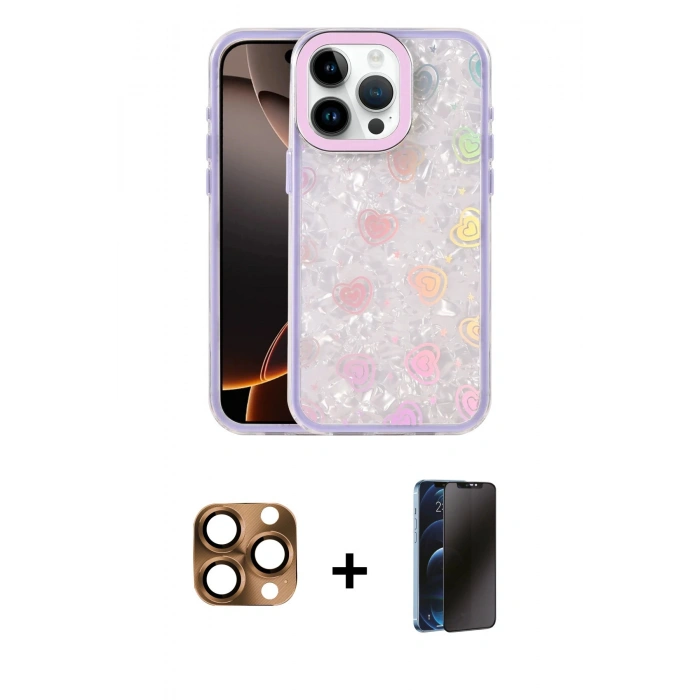 MARSİLYAN™- iPhone 16 Pro Max Kılıf Odak Prime - Siyah 3D Antistatik Hayalet Cam Ekran Koruyucu + Pers Alüminyum Kamera Lens - CLTM