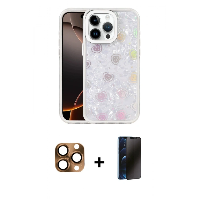 MARSİLYAN™- iPhone 16 Pro Max Kılıf Odak Prime - Siyah 3D Antistatik Hayalet Cam Ekran Koruyucu + Pers Alüminyum Kamera Lens - CLTM