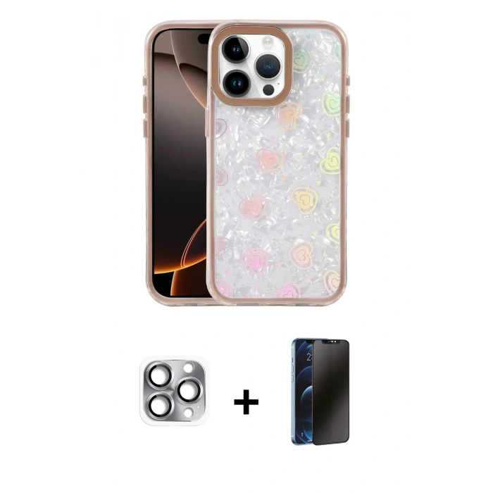 MARSİLYAN™- iPhone 16 Pro Max Kılıf Odak Prime - Siyah 3D Antistatik Hayalet Cam Ekran Koruyucu + Pers Alüminyum Kamera Lens - GI