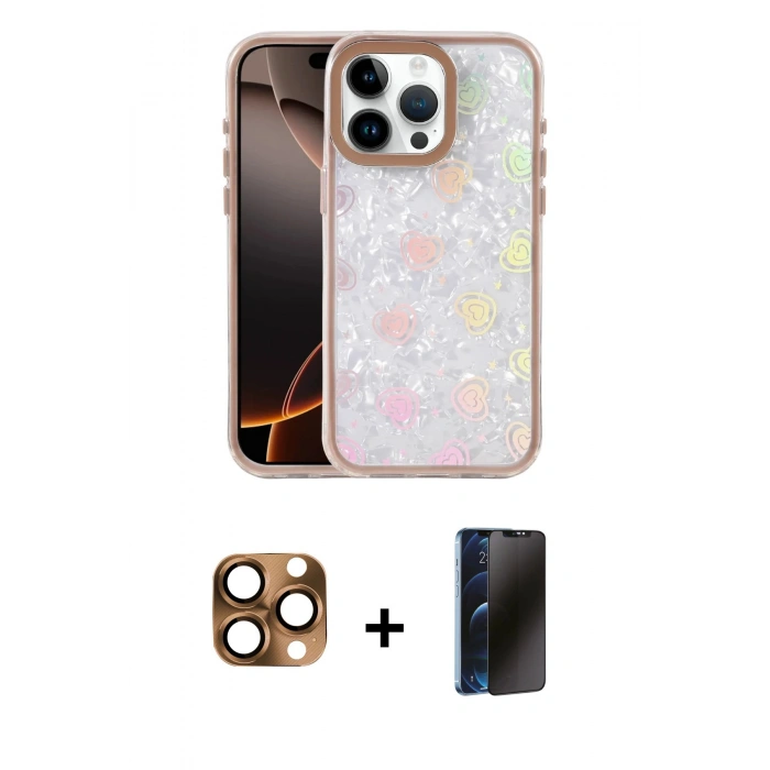 MARSİLYAN™- iPhone 16 Pro Max Kılıf Odak Prime - Siyah 3D Antistatik Hayalet Cam Ekran Koruyucu + Pers Alüminyum Kamera Lens - CLTM
